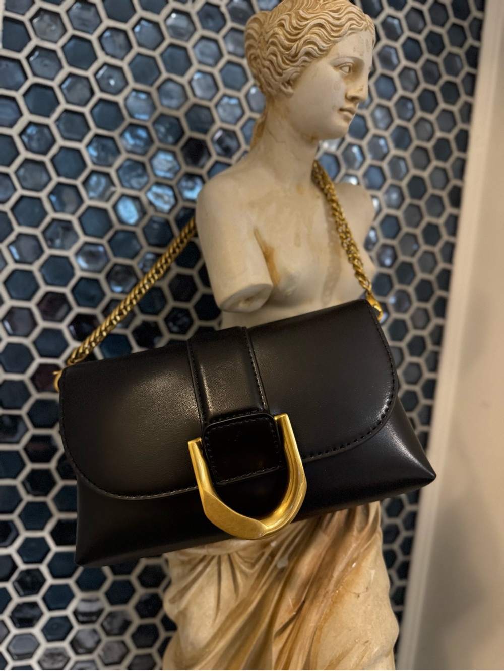 Charles & Keith Gabine Red Bag Gold Hardware Shoulder Bag.